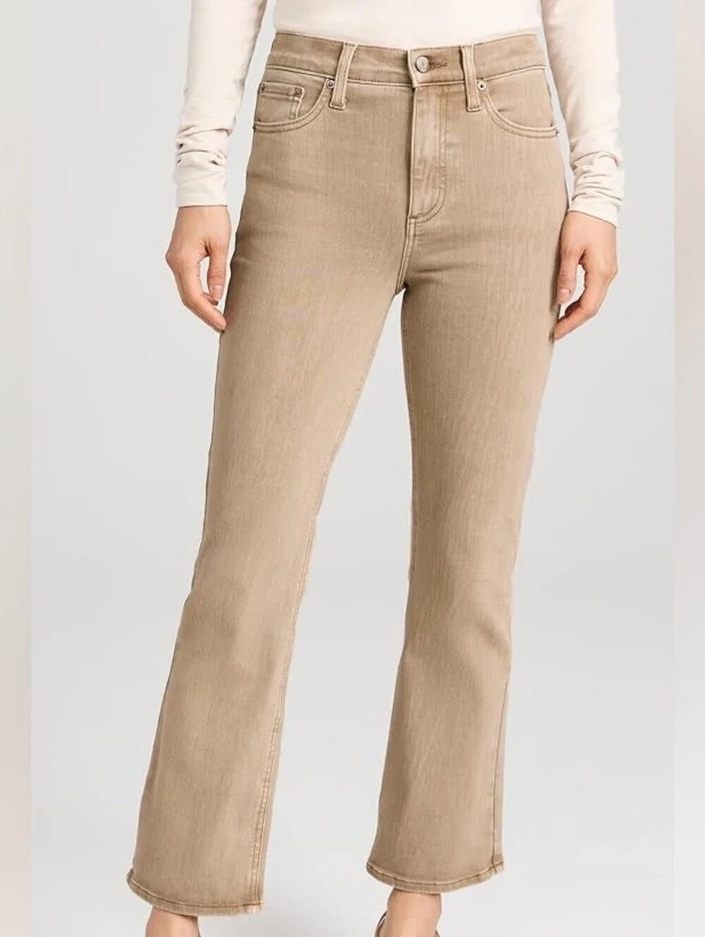 Pistola “Lennon” Mink Snow Cropped Jeans – Neutral Chic High Rise Denim Size 28 - Picture 2 of 16